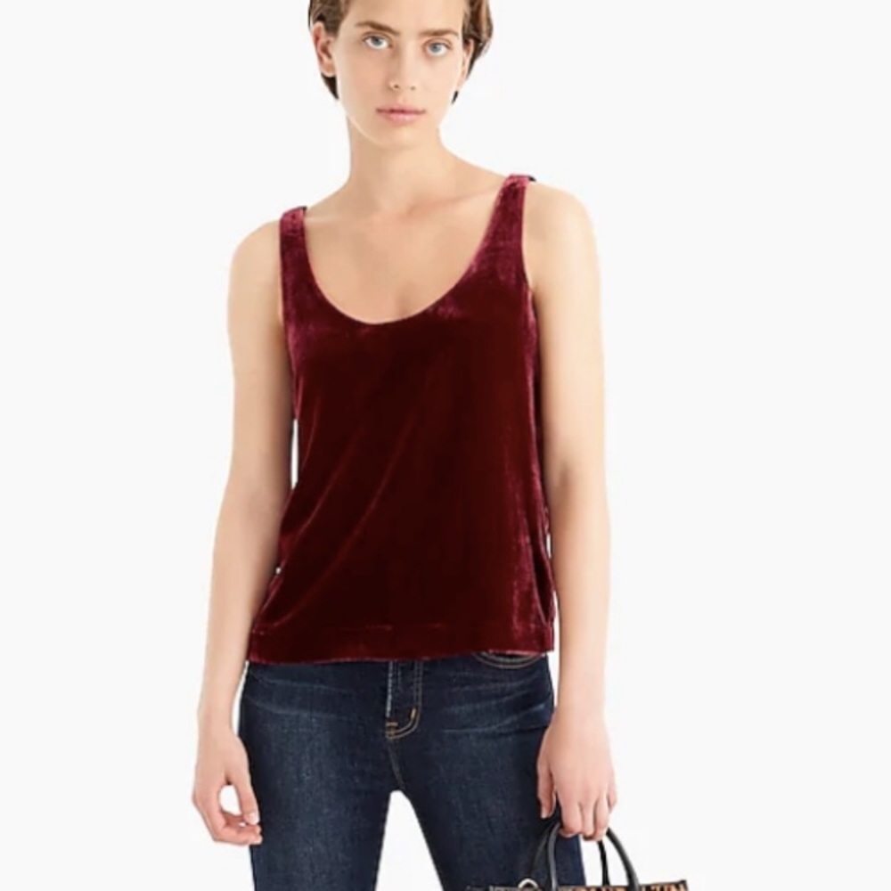 J. Crew Velvet Tank Top, Maroon/Burgundy, Size 0
